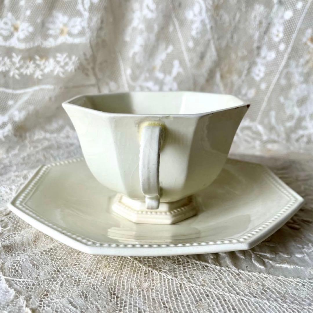 【希少】クレイユモントロー　オクトゴナルC&S カップ　フランスアンティーク