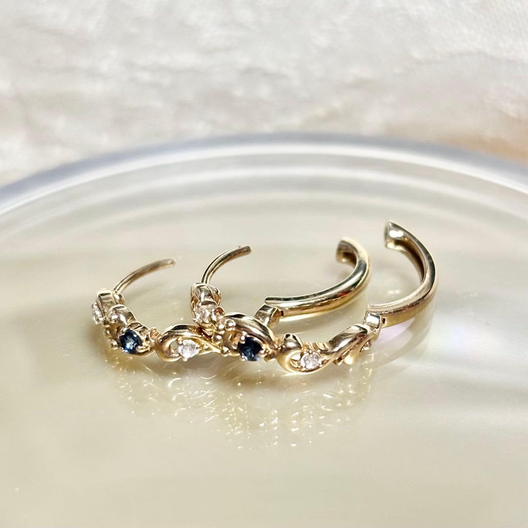 ジュエリーツツミ k10YG サファイア フープピアス