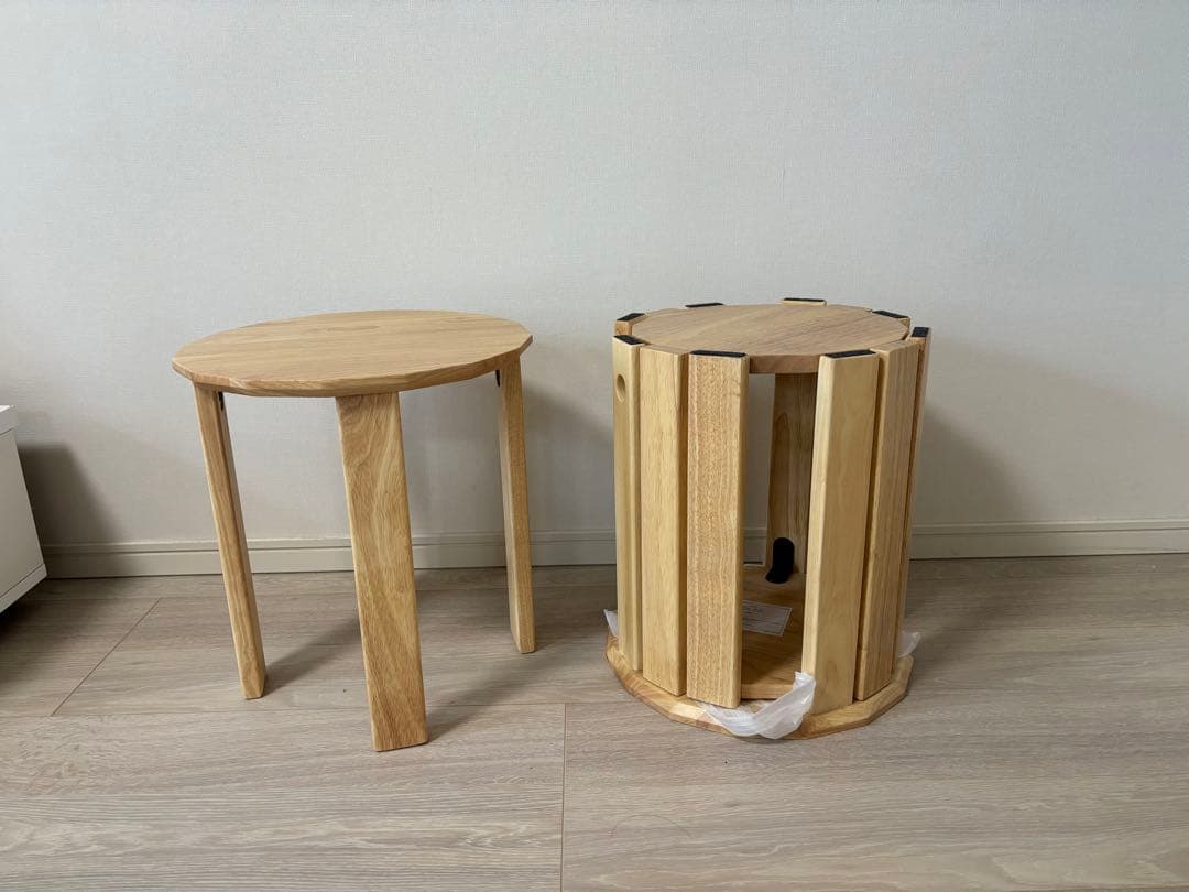 【未使用品】天然木 サイドテーブル スツール 4脚 セット