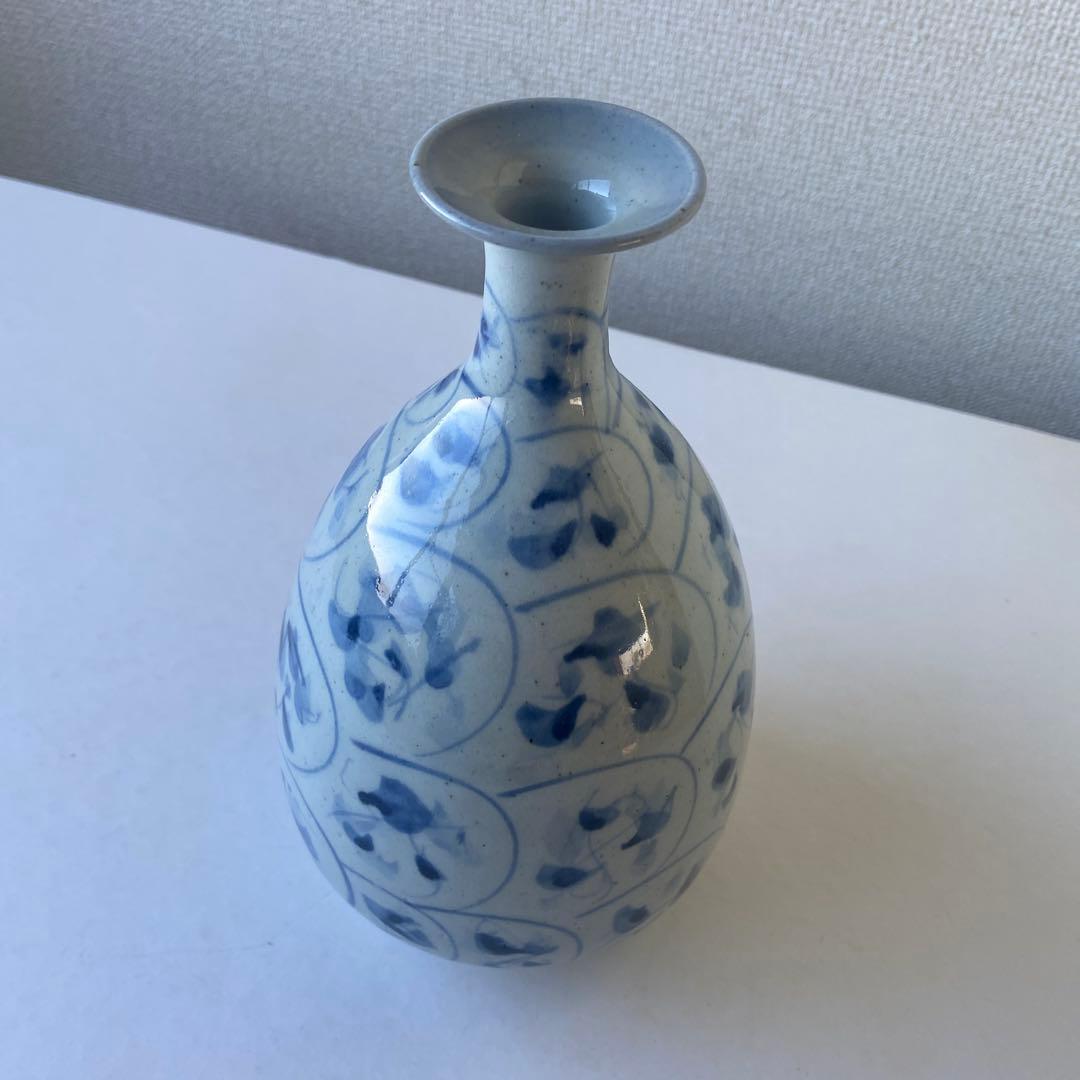 吉川修身　美濃古染付　壷　美濃修身窯　共箱共布