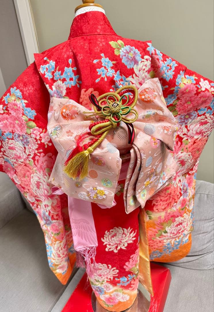 7歳七五三　セット　赤系着物　② 草履なし