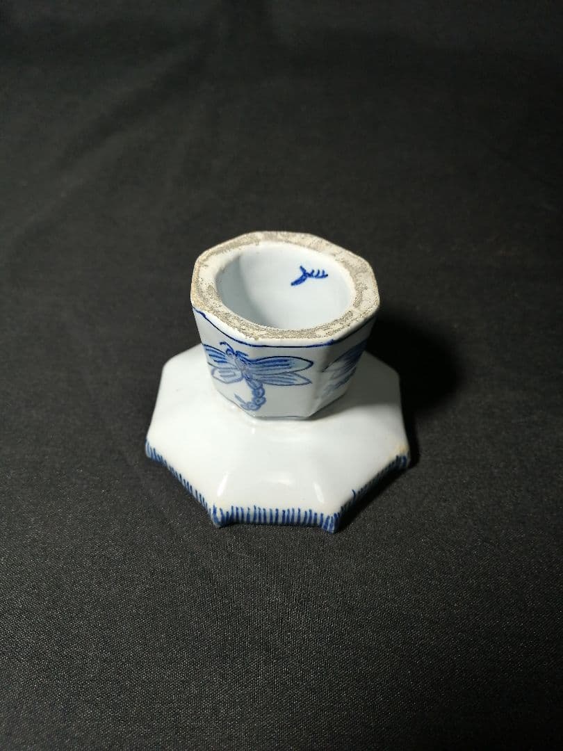 【茶道具】 時代オランダ蜻蛉絵蓋置　蓋置102