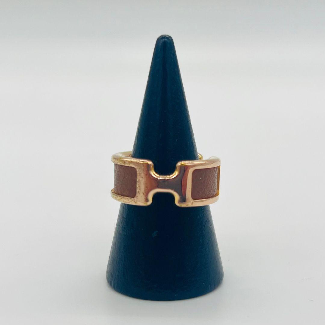 エルメス オランプ　Mサイズ　リング　指輪　ゴールド メタル レザー　14号