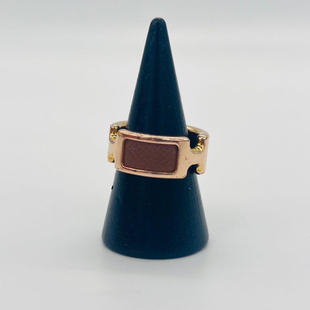 エルメス オランプ　Mサイズ　リング　指輪　ゴールド メタル レザー　14号