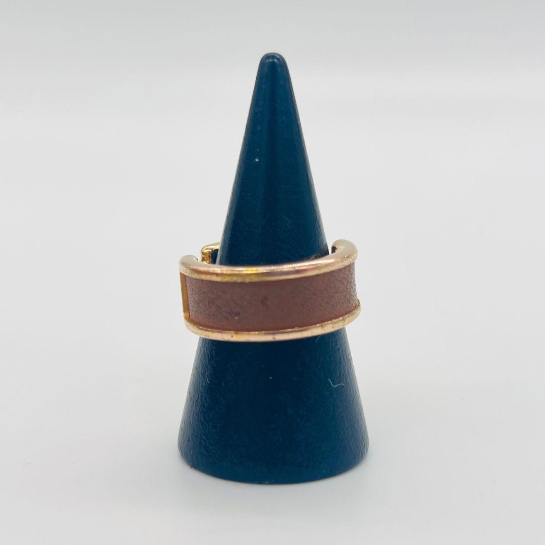 エルメス オランプ　Mサイズ　リング　指輪　ゴールド メタル レザー　14号