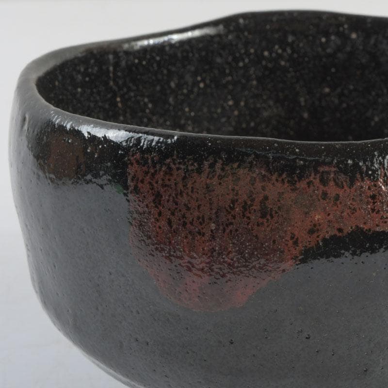 茶道具　楽焼　佐々木松楽造　黒楽茶碗　時代箱付　V　9458
