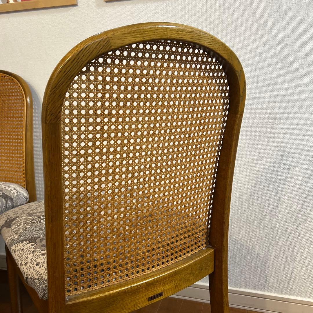 【希少品】①浜本工芸　ダイニングチェア　ラタン　送料込み　昭和レトロ