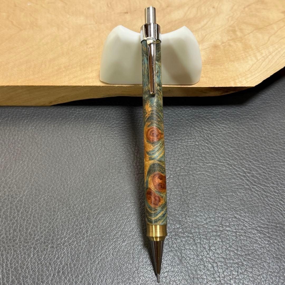 157花梨瘤スタビ　木製シャーペン　強低重心ダブルR 真鍮