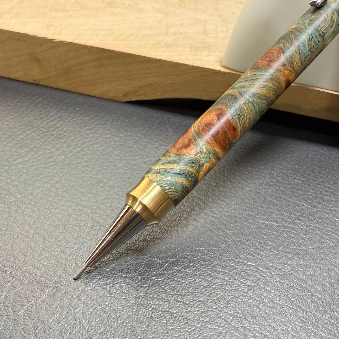 157花梨瘤スタビ　木製シャーペン　強低重心ダブルR 真鍮