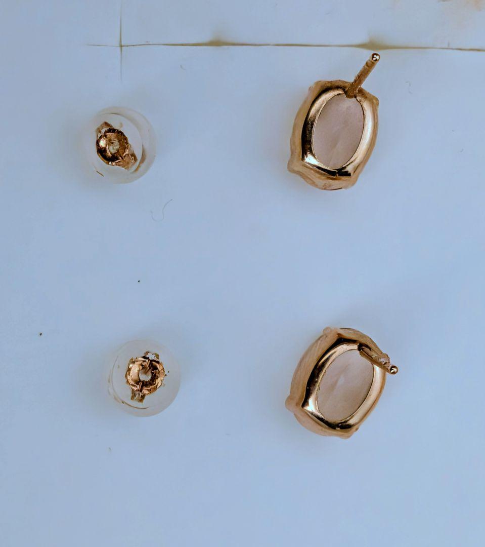 ♡[cui-cui] 天然石 オーバルピアス K10YG ローズクォーツ♡