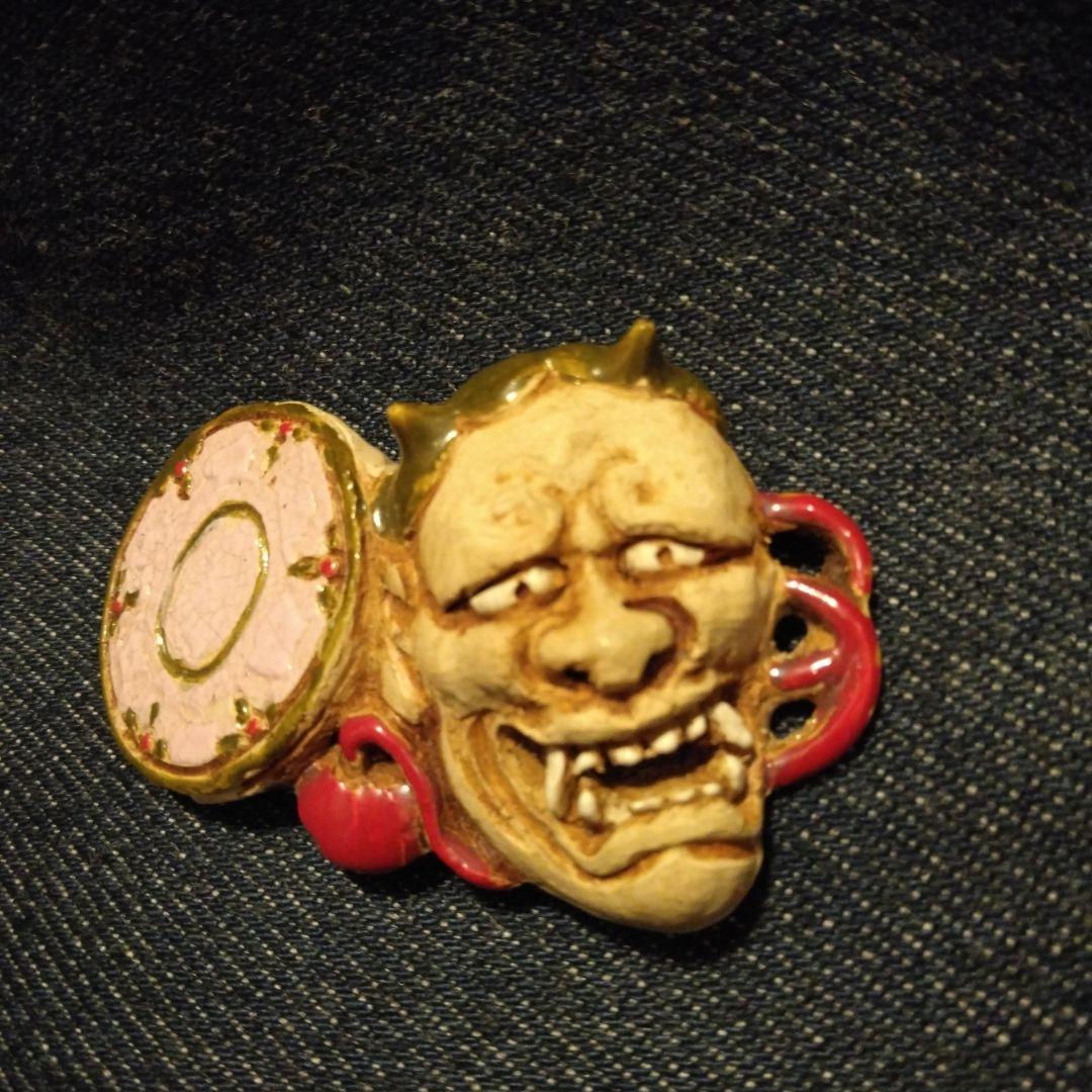 好川　恒方　水月焼　帯留め　鬼　骨董　着物　般若　魔除け