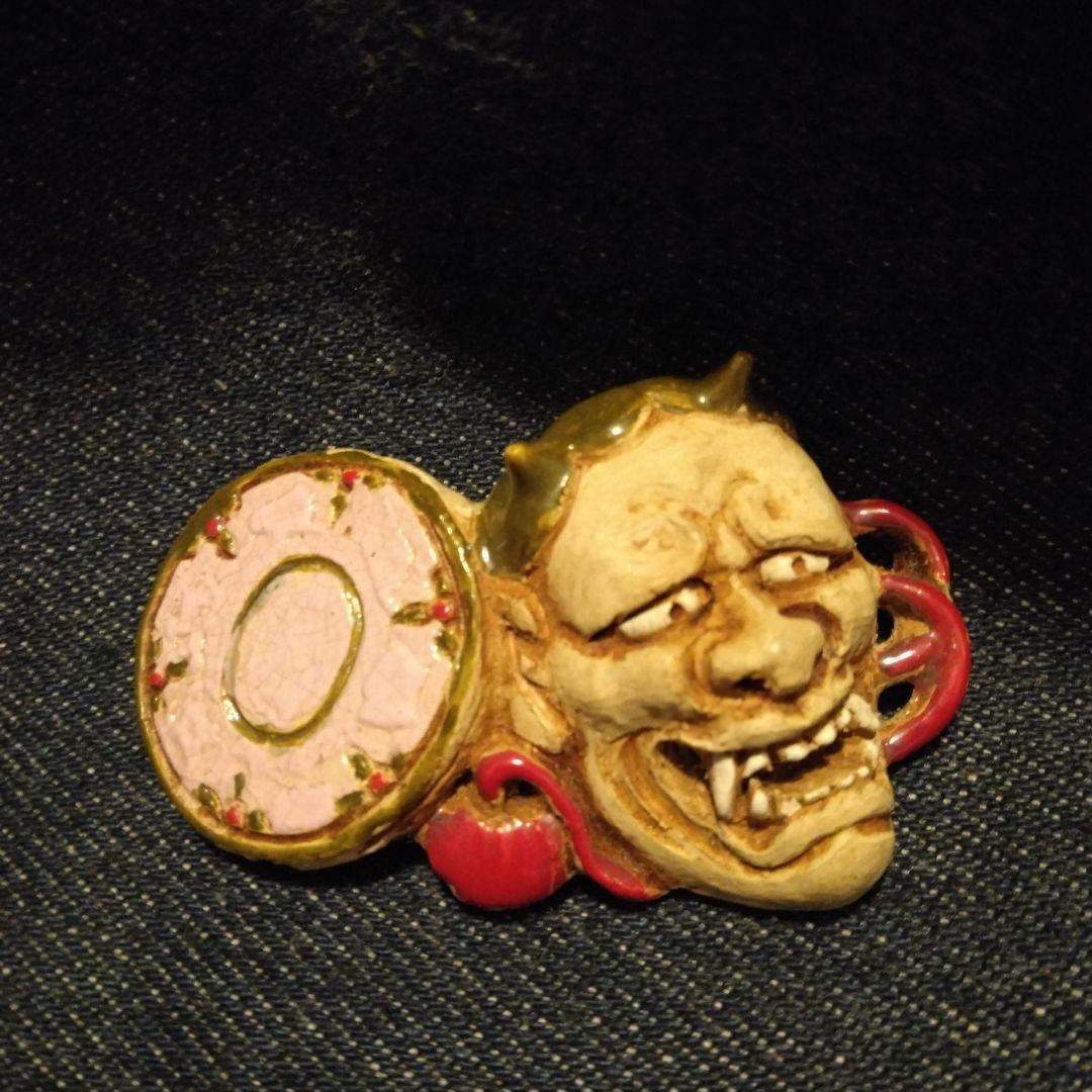 好川　恒方　水月焼　帯留め　鬼　骨董　着物　般若　魔除け