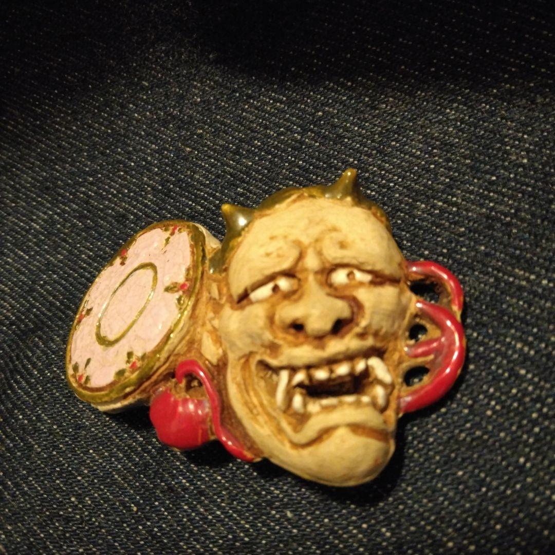 好川　恒方　水月焼　帯留め　鬼　骨董　着物　般若　魔除け