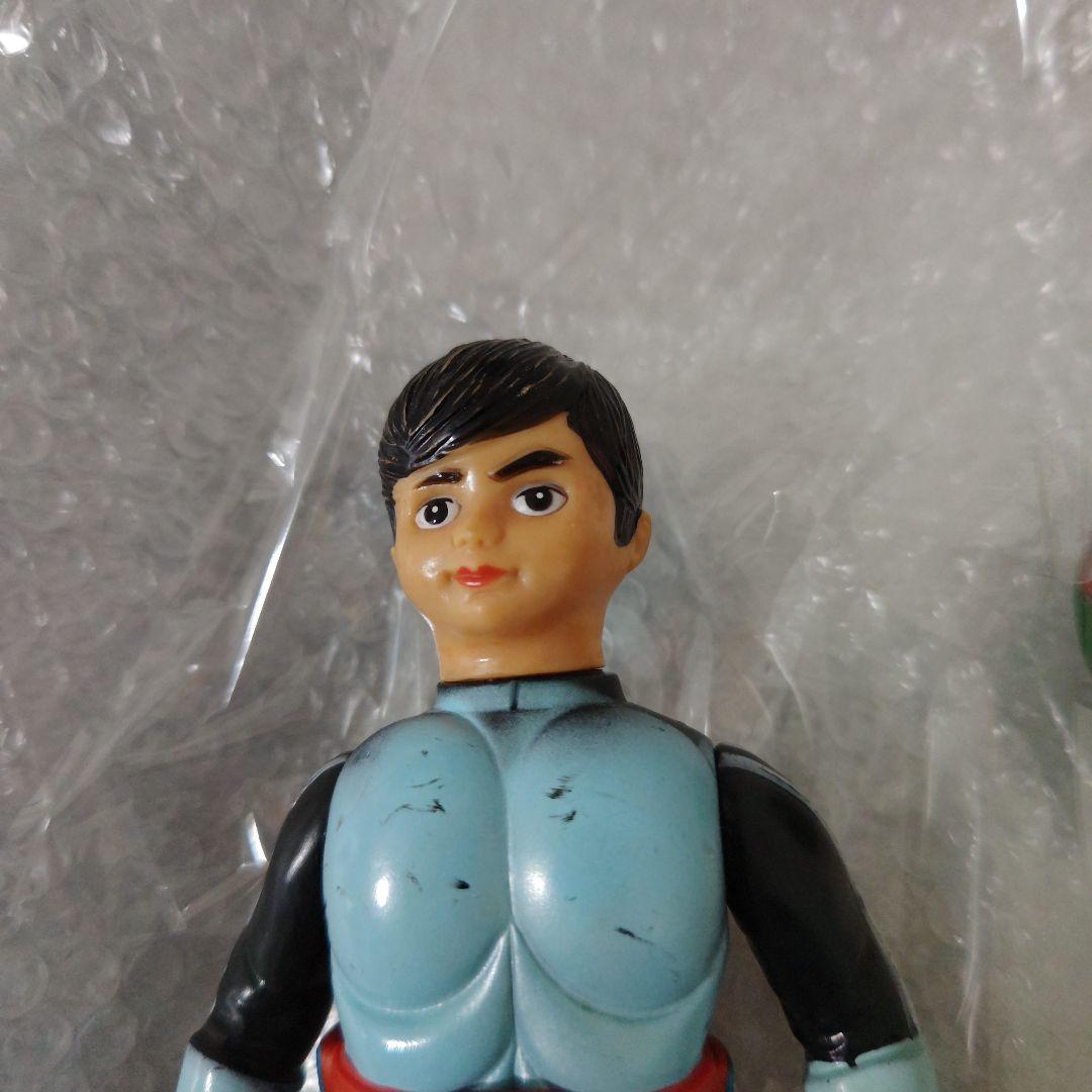 旧バンダイ　仮面ライダー　面取れ　ソフビ　ブリキベルト　26cm　現状品