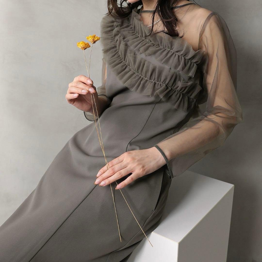 Kana チュールフリル カーブライン ドレス