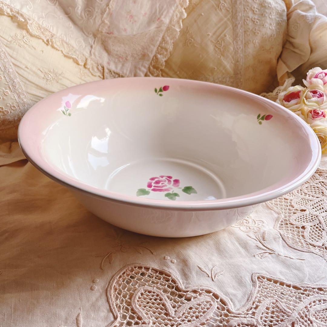 お値下げ♡マニー♡ローズホーロー洗面器Lイマンニトリイケア琺瑯フレンチカントリー