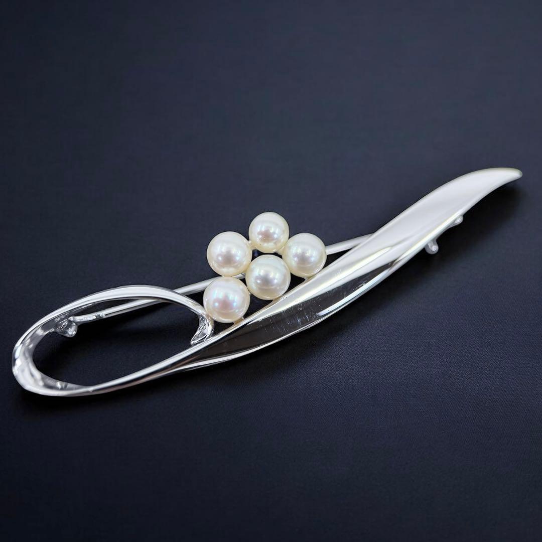 【極上】ミキモト　アコヤ　本真珠　パール　ブローチ　コサージュ　シルバー