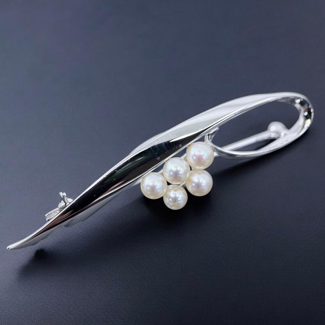 【極上】ミキモト　アコヤ　本真珠　パール　ブローチ　コサージュ　シルバー