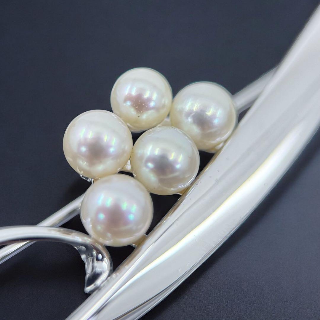 【極上】ミキモト　アコヤ　本真珠　パール　ブローチ　コサージュ　シルバー