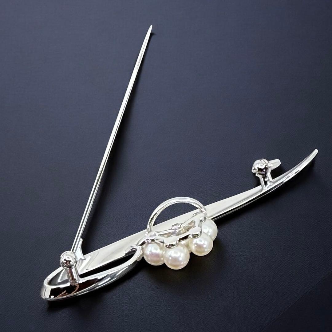 【極上】ミキモト　アコヤ　本真珠　パール　ブローチ　コサージュ　シルバー