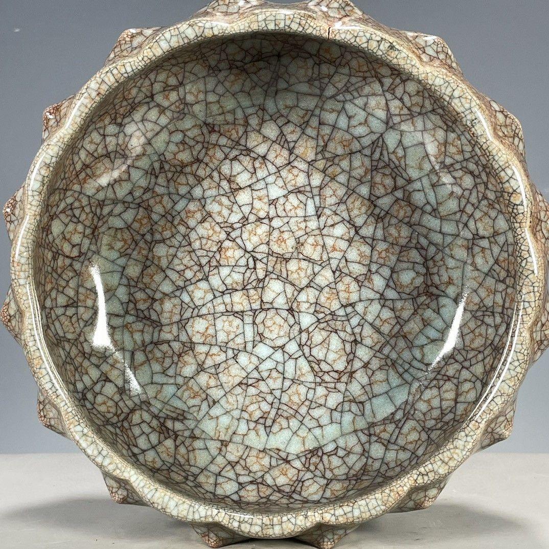 宋官窯氷割れ片支釘洗  筆洗   書道具 文房具 現代工芸品 美術品 置物