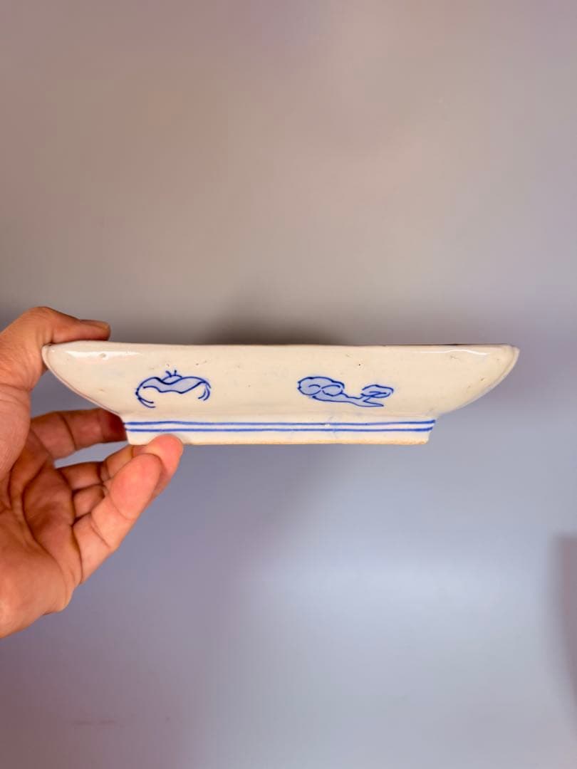 幕末～明治期　古伊万里　染錦手　松竹梅文様　長皿　特注高級桐箱付き　古器を楽しむ