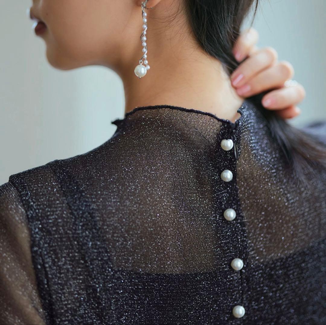 RUIRUE BOUTIQUE ラメチュールメロウ ワンピース　ブラック　L