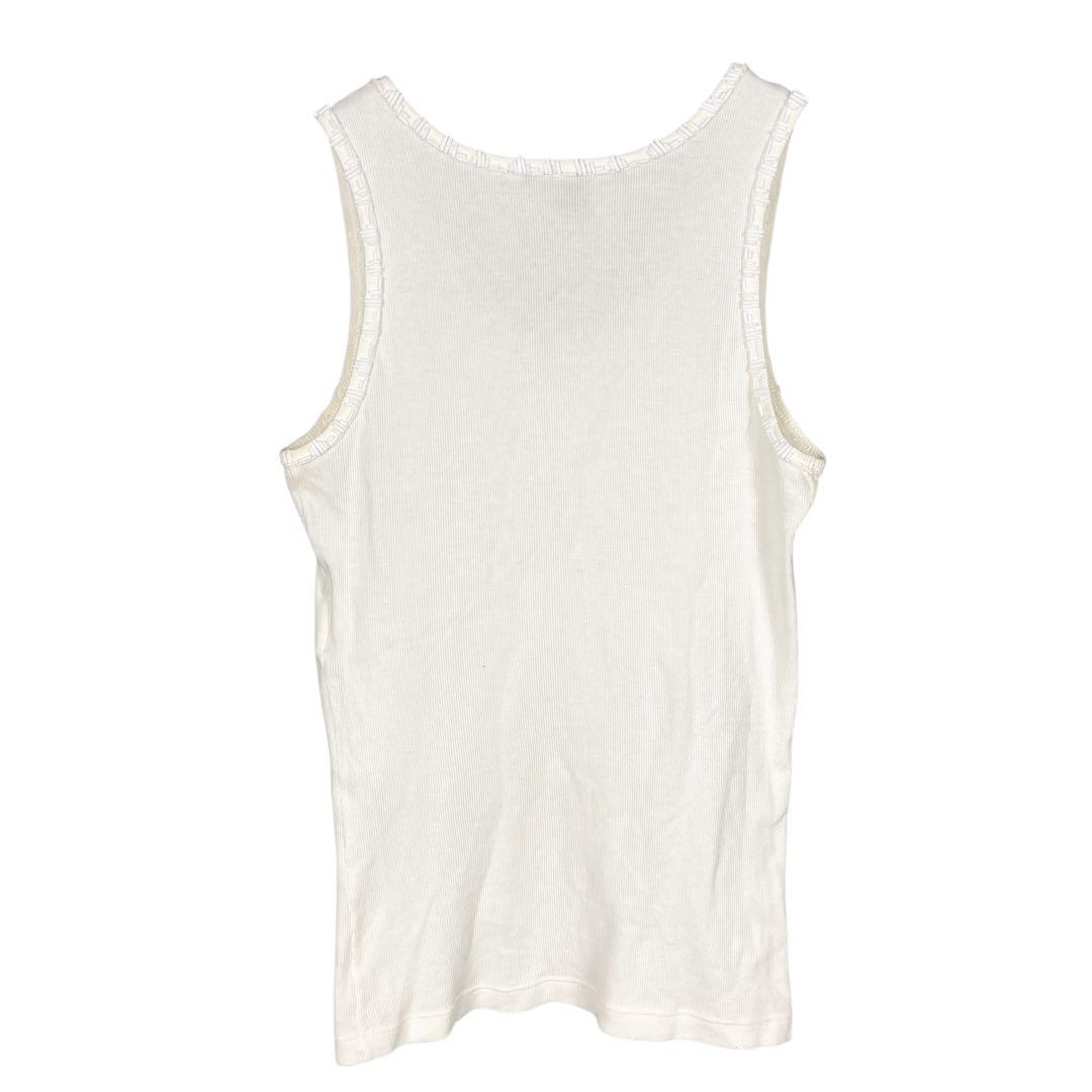 マカ116 美品 ルイヴィトン タンクトップ トップス ビーズ ロゴ ホワイト