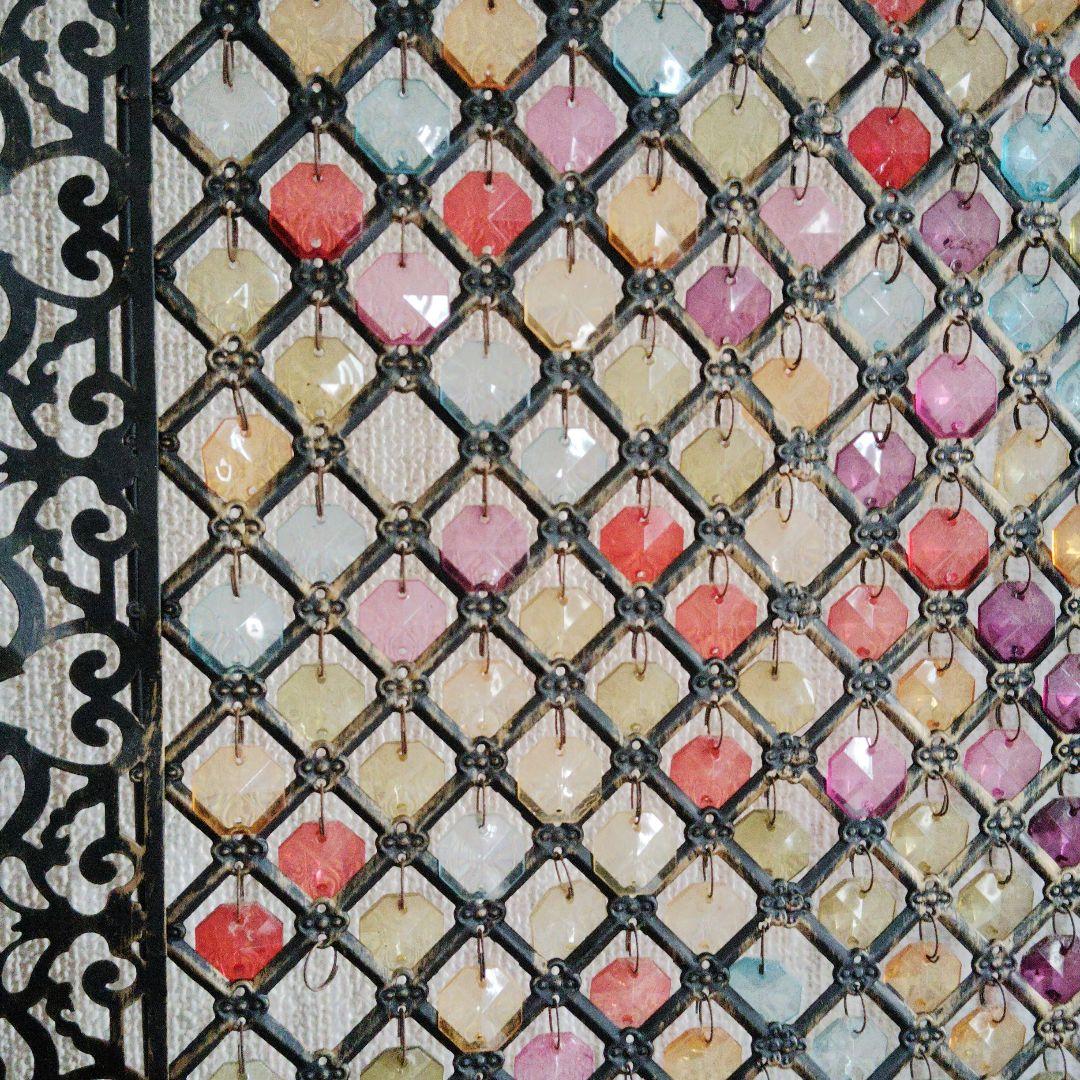 希少　ハンドメイド アイアン　ビーズパーテーション 3つ折り