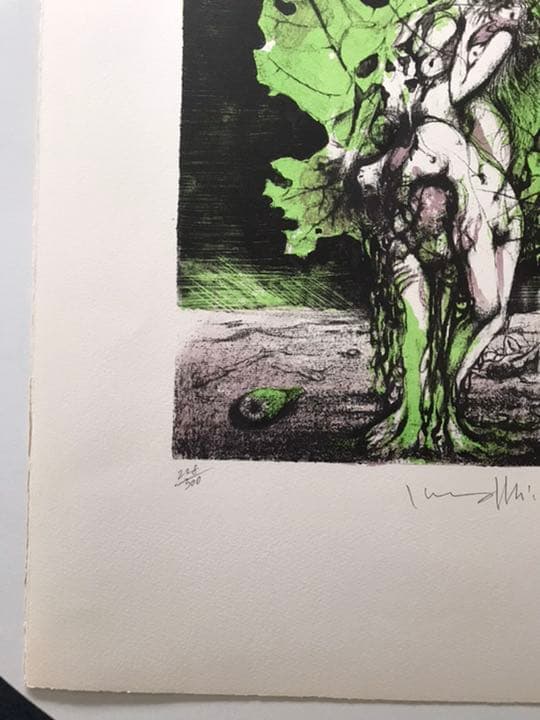 ★J5★古沢岩美「樹精」リトグラフ　限定品　直筆サイン有り