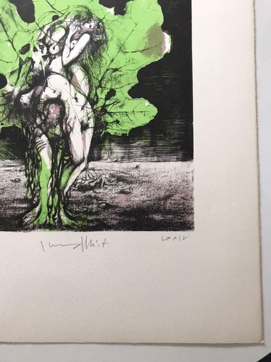 ★J5★古沢岩美「樹精」リトグラフ　限定品　直筆サイン有り