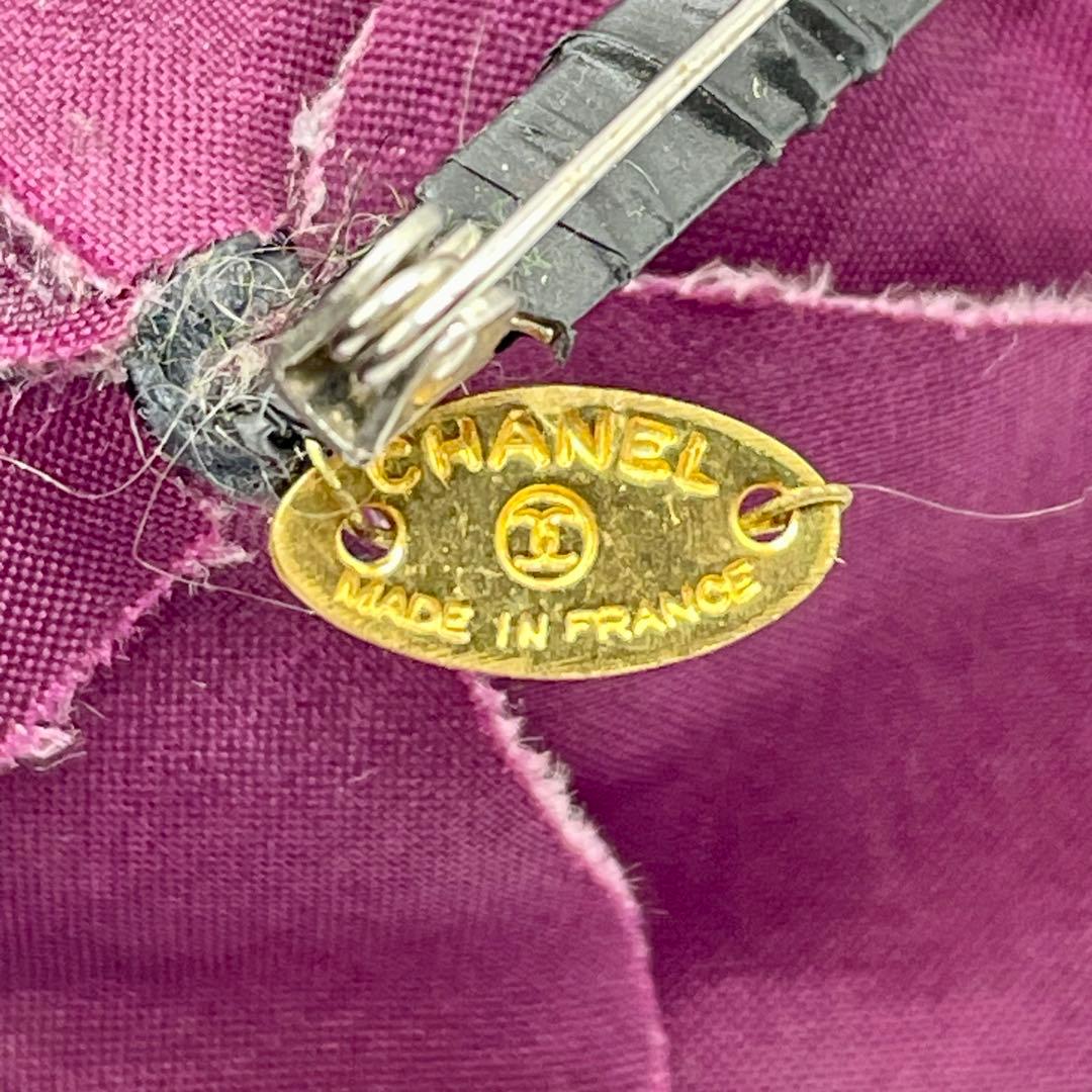 CHANEL シャネル カメリアコサージュ ピンブローチ ベロア Pバイオレット