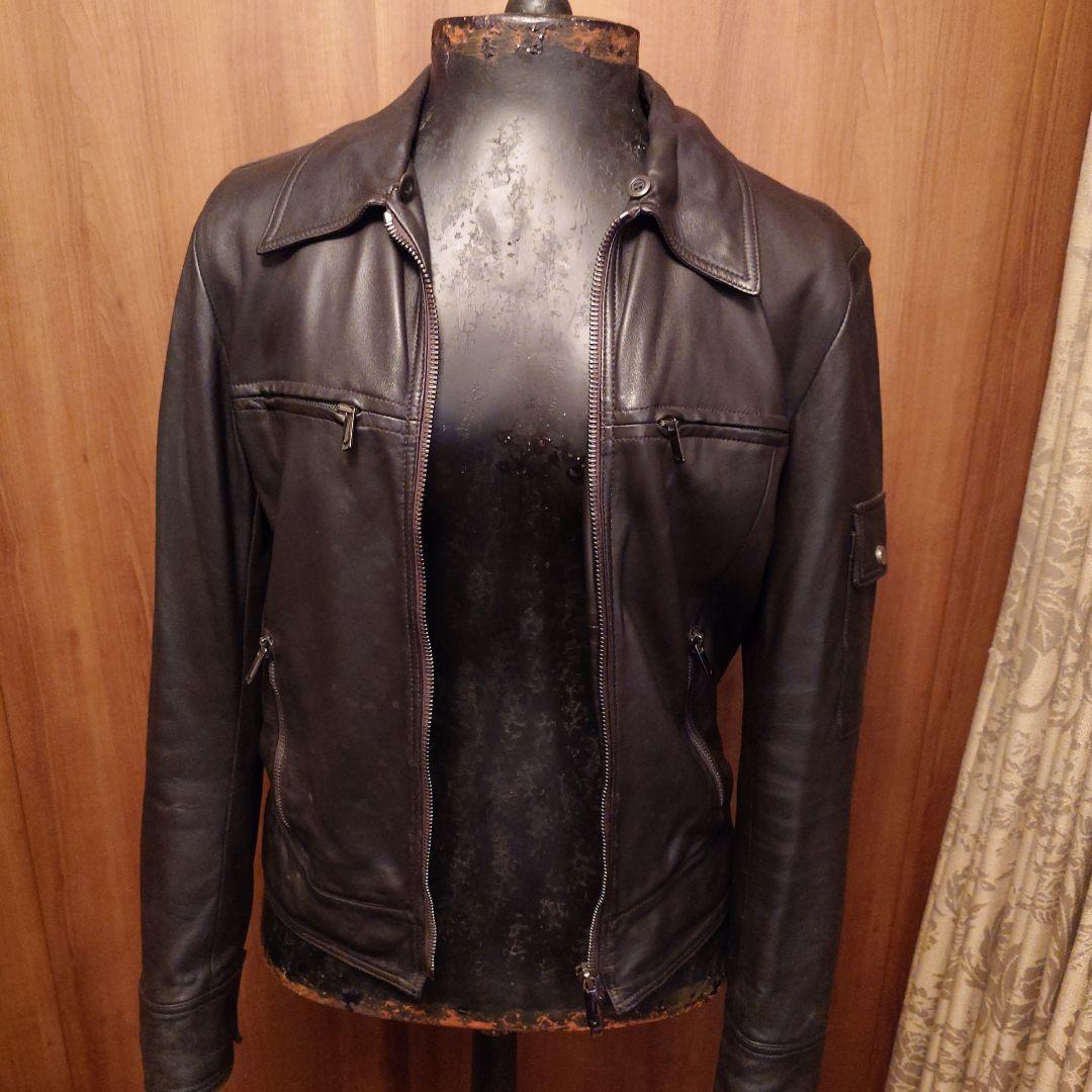 EMPORIO•ARMANI.ファー付き革ジャン.