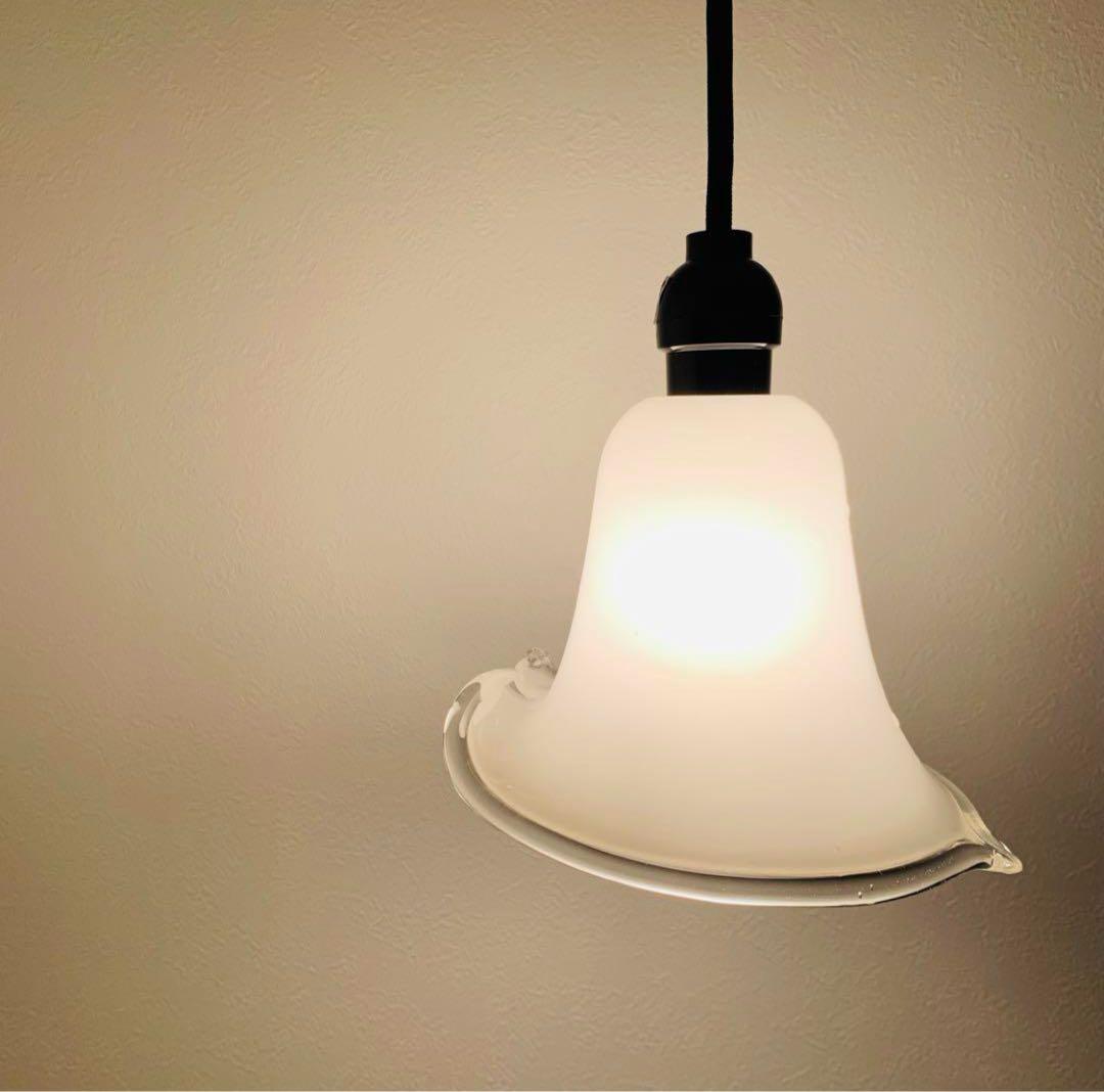 昭和レトロ 小ぶり 乳白ガラス 電傘 ペンダントライト ミルクガラス 照明 店舗