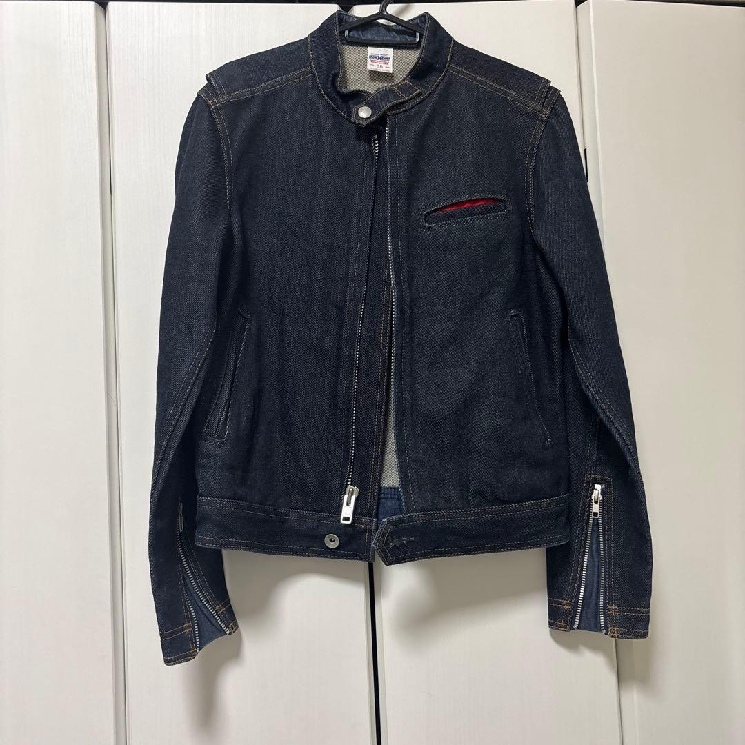希少 アイアンハート デニムジャケット シングルライダース W36 インディゴ