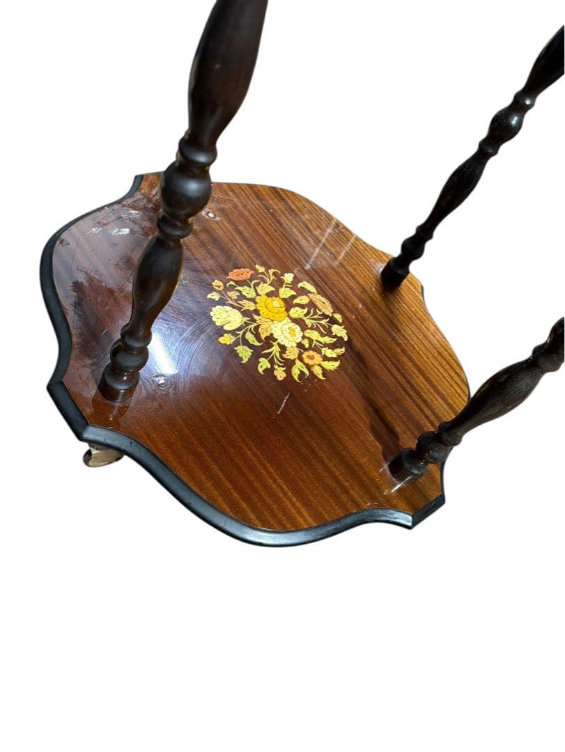 ■イタリア製　象嵌　キャスター付きキッチンワゴン　コーヒーテーブル