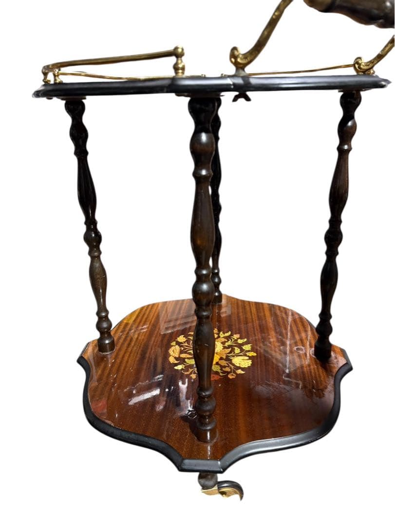 ■イタリア製　象嵌　キャスター付きキッチンワゴン　コーヒーテーブル