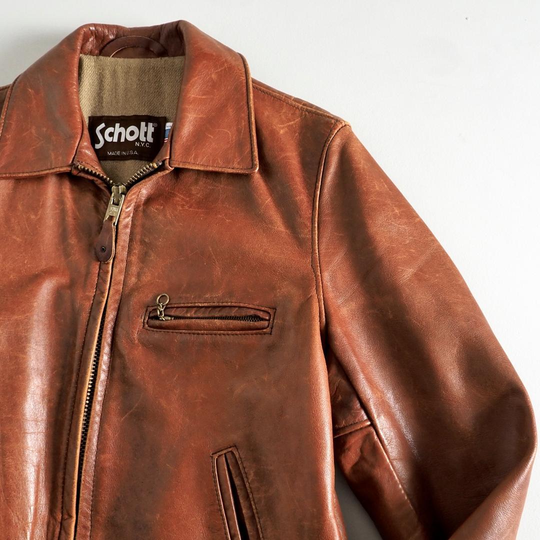 Schott　ショット　サイズ36　USA製　レザージャケット　ブラウン　美品