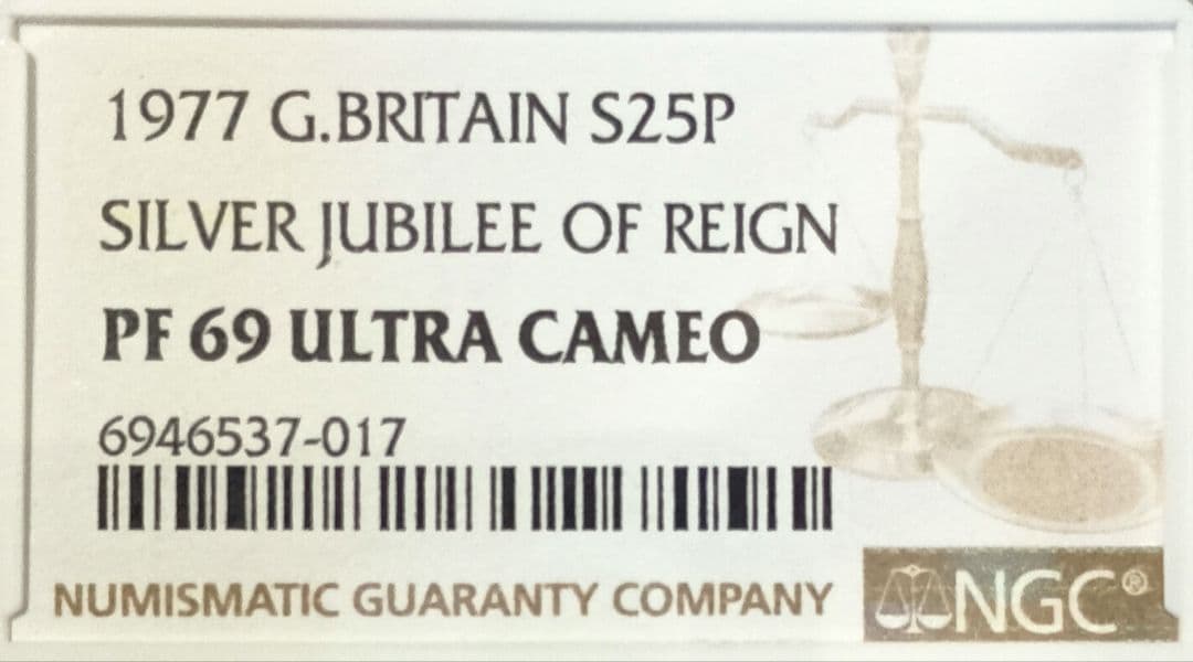 1977 シルバー ジュビリー 25ペンス プルーフ銀貨 NGC PF69UC③