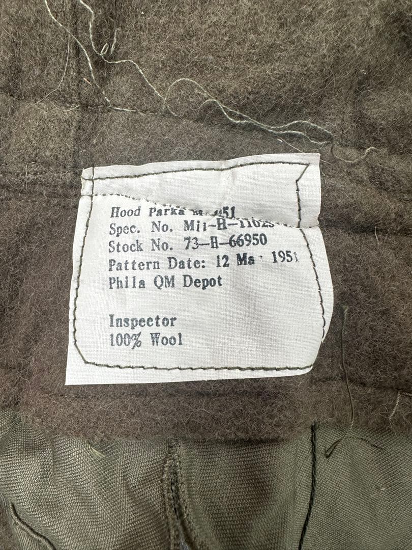 M-51 モッズコート用フード　白ラベル