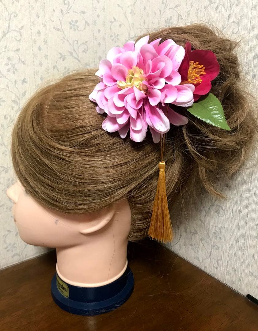 七五三7歳フルセット　サーモンオレンジ　牡丹　おしどり　祝い花❤️