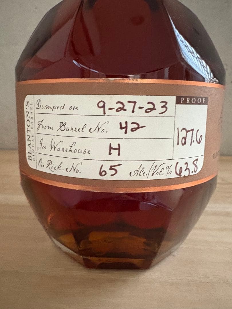 Blanton's バレル番号42 2023年9月27日リリース　新品未開封