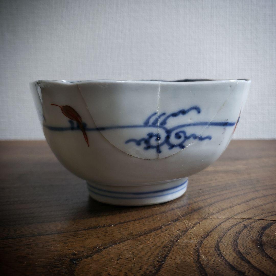 角向付　2客　色絵付　小鉢　古伊万里　寿　上手物　江戸　明治　訳あり