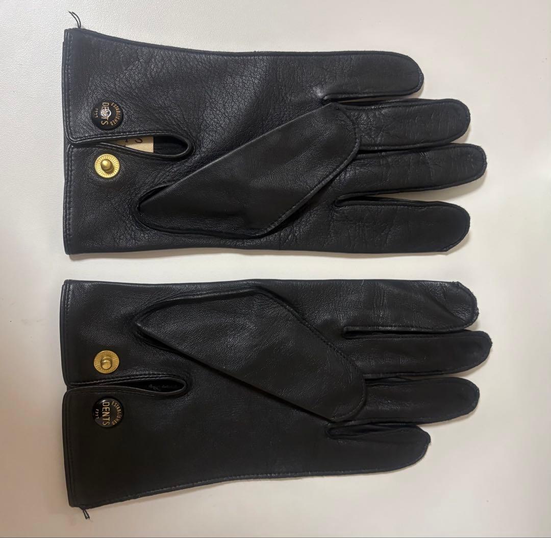 DENTS ブラック レザー手袋 ボタン付き
