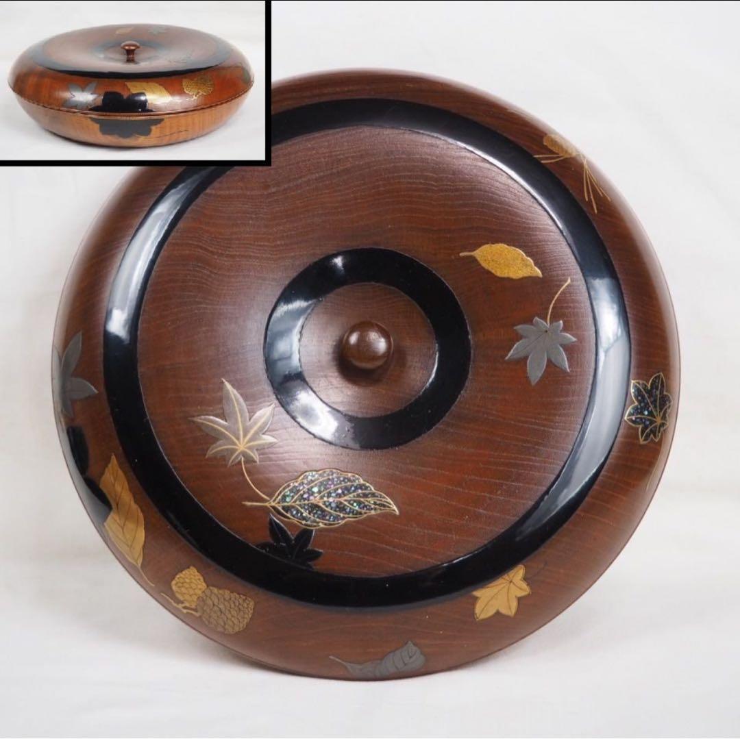 送料無料　時代物　高金蒔絵螺鈿菓子器/喰籠/蓋物　名工作品　秀逸作