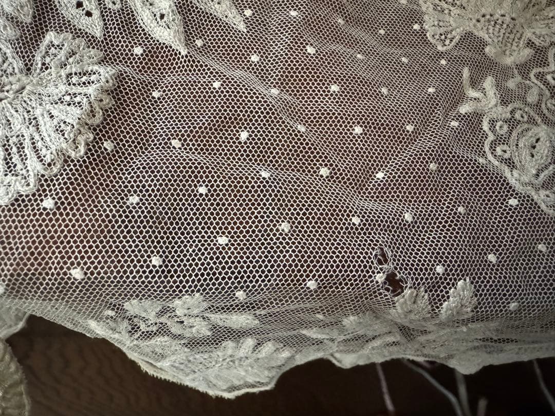 m*︎様 フランスアンティークコットンドット花刺繍レース大きめ