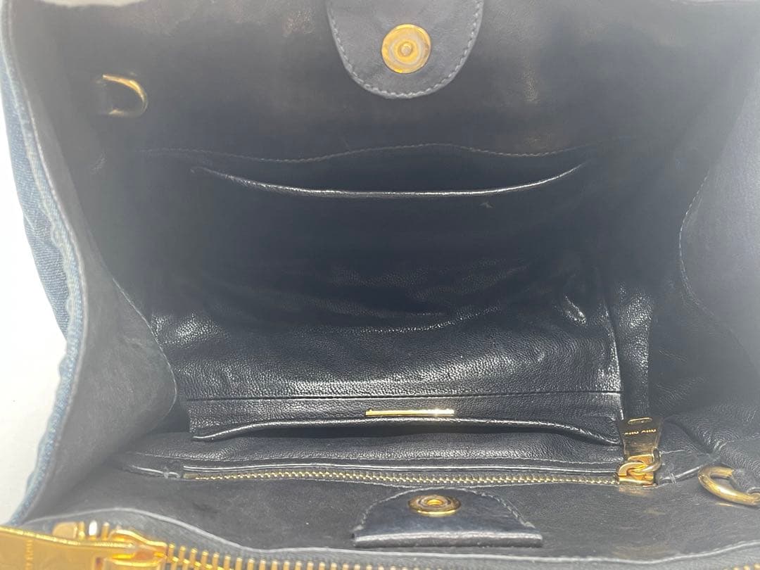 【mh】miu miu ハンドバッグ バイカー 2way バック デニム柄