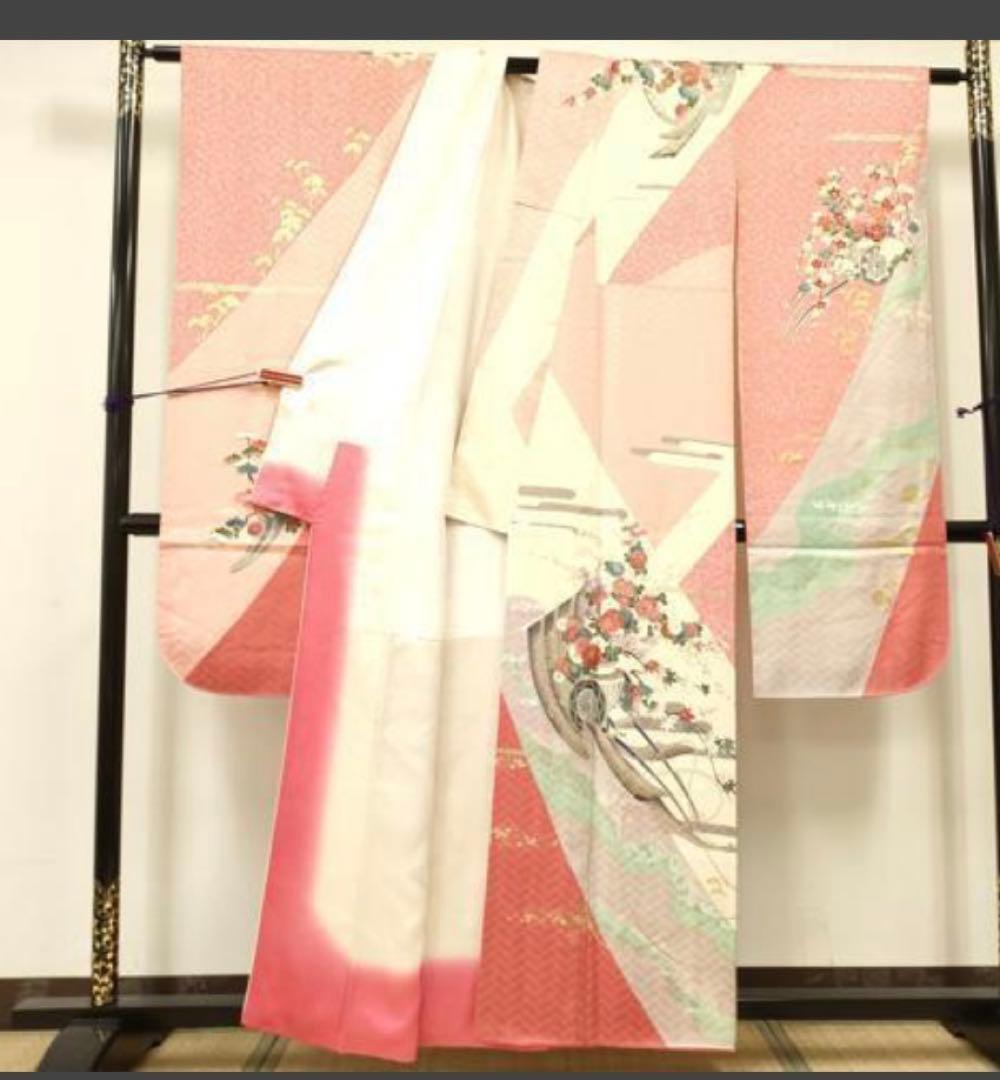 振袖 フルセット6点サイズS〜M 花車文　金彩　正絹