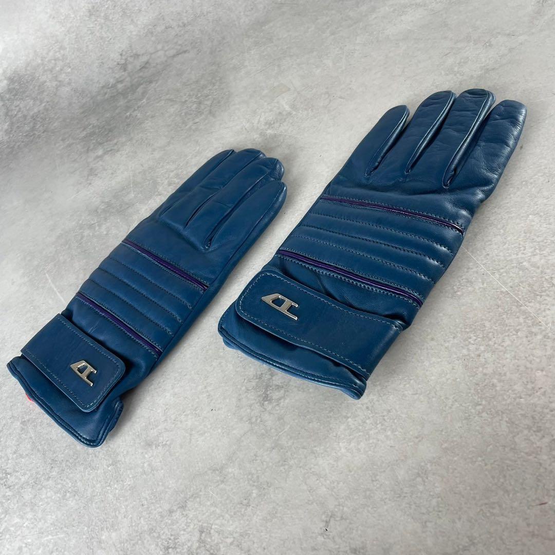 未使用　定価3.5万　ディーゼル　Dロゴ　バイカー　レザーグローブ　ラムレザー