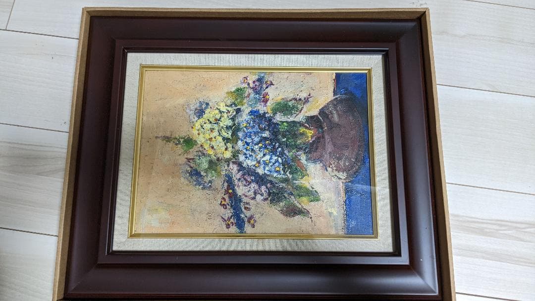 ★紫陽花★ 油絵 静物画「あじさい」F4号 浅野博 Hiroshi.A 額装付